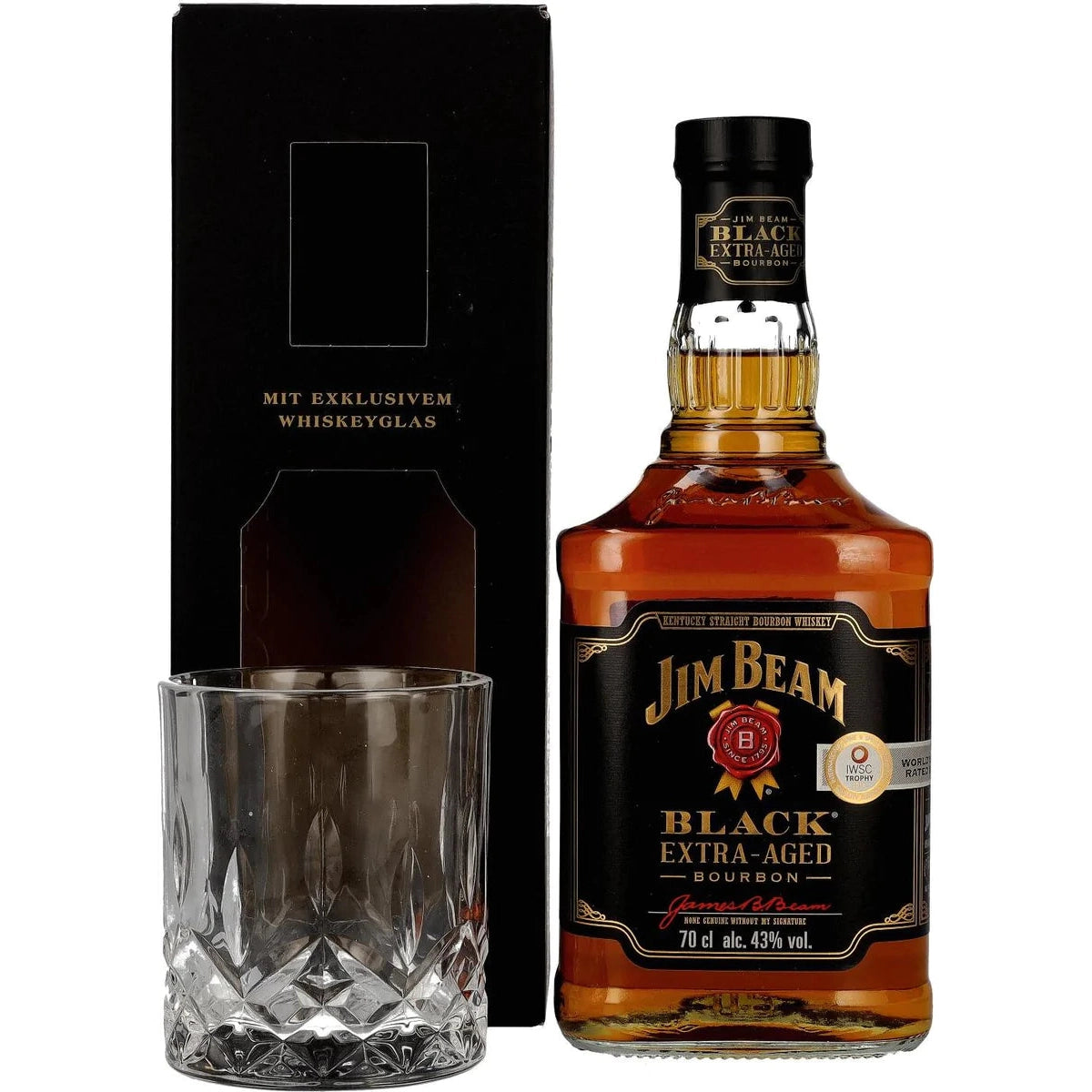 Bourbon in Giftbox 43% with BLACK Vol. glass Jim Beam 0,7l Extra-Aged