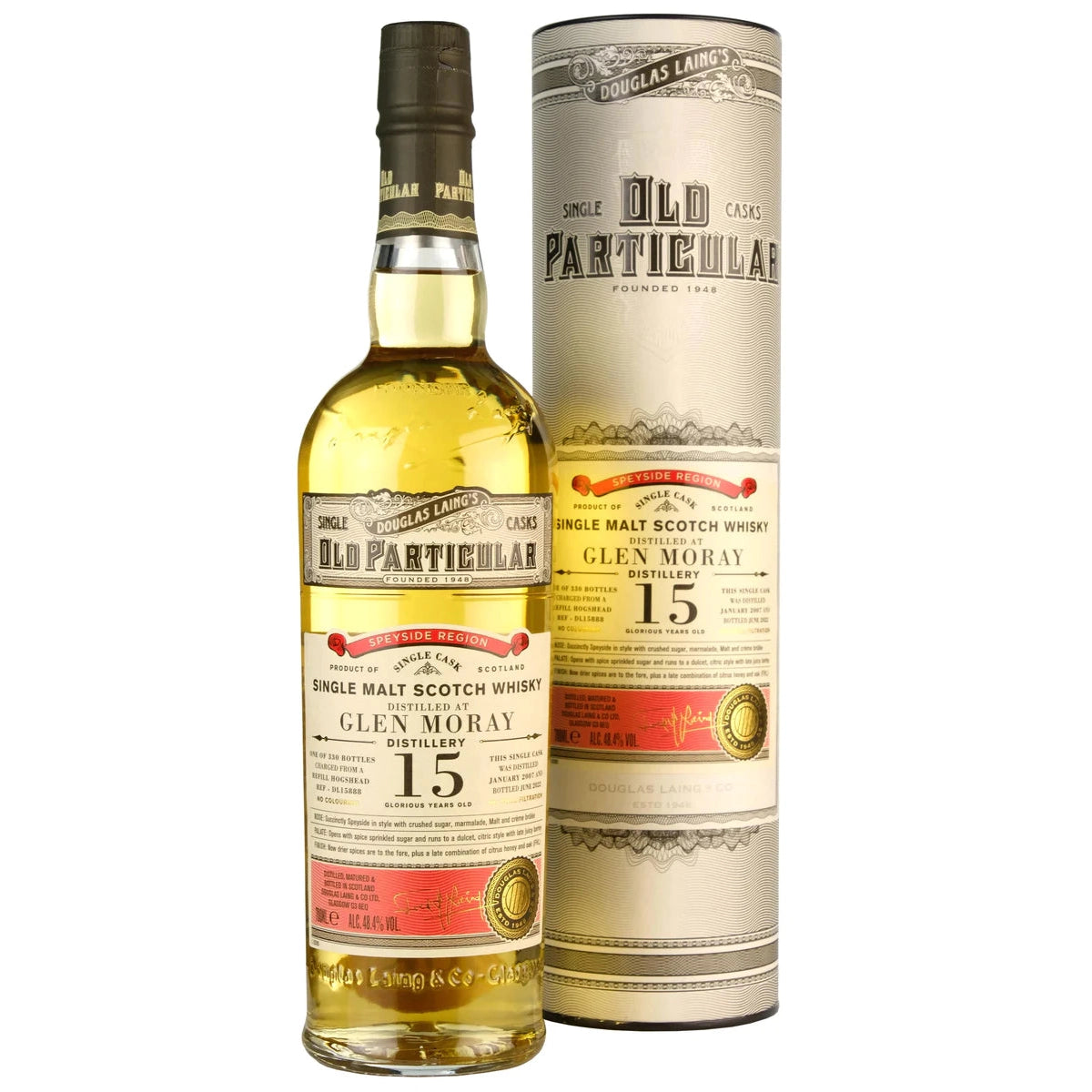 Douglas Laing OLD PARTICULAR Glen Moray 15 Years Old Single Cask 2007 48,4% Vol. 0,7l in Giftbox