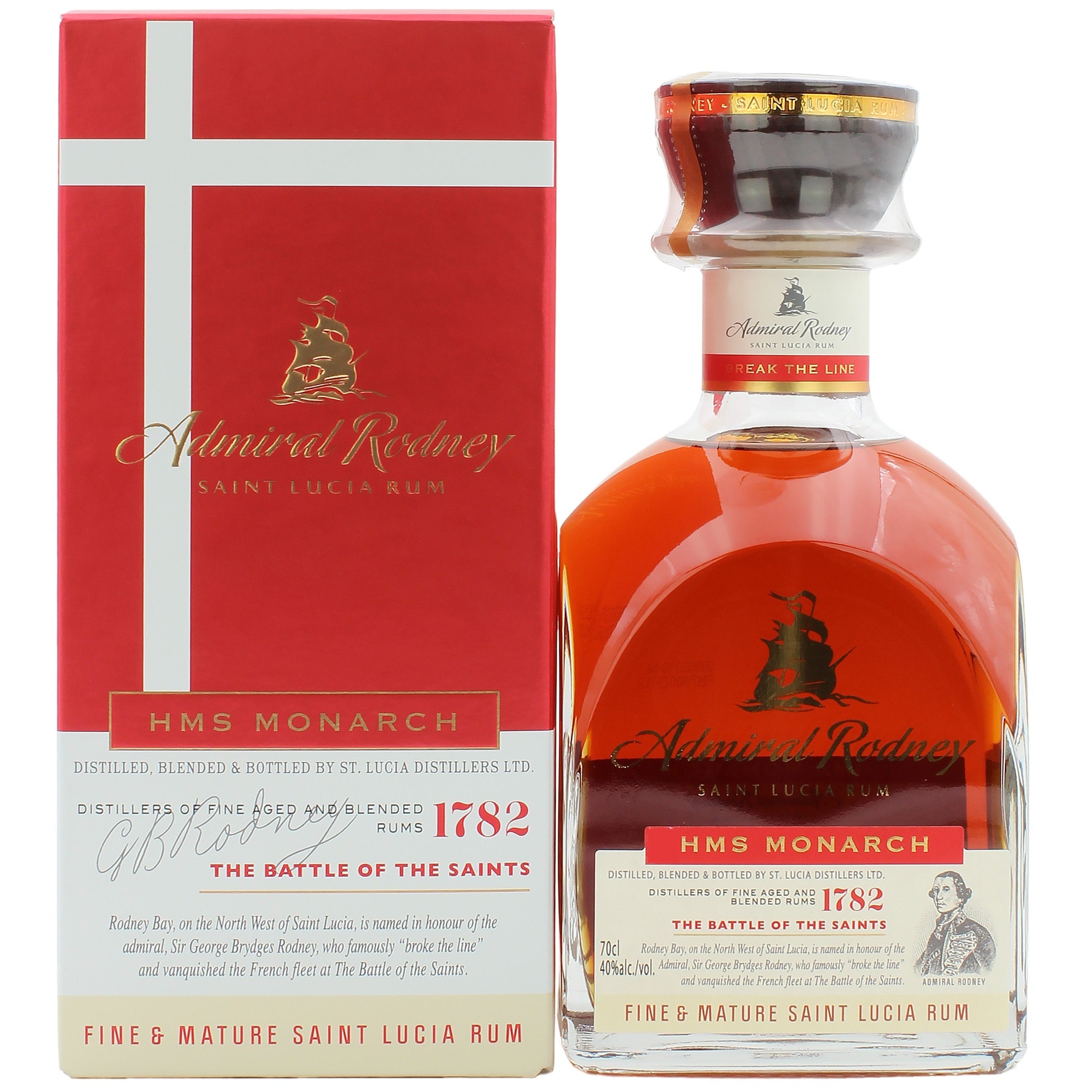 Admiral Rodney HMS MONARCH Saint Lucia Rum 40% Vol. 0,7l in Giftbox