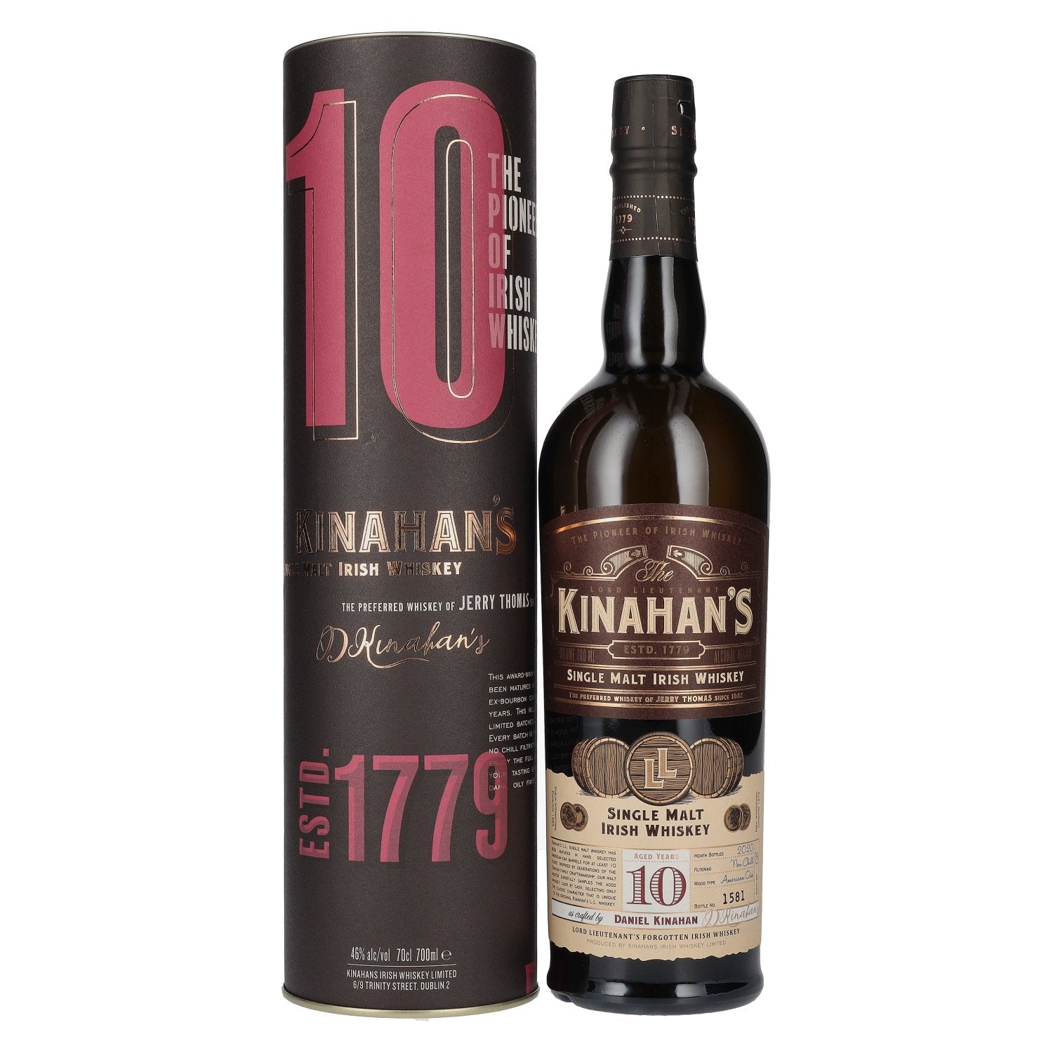 Kinahan's 10 Years Old Single Malt Irish Whiskey 46% Vol. 0,7l in Giftbox