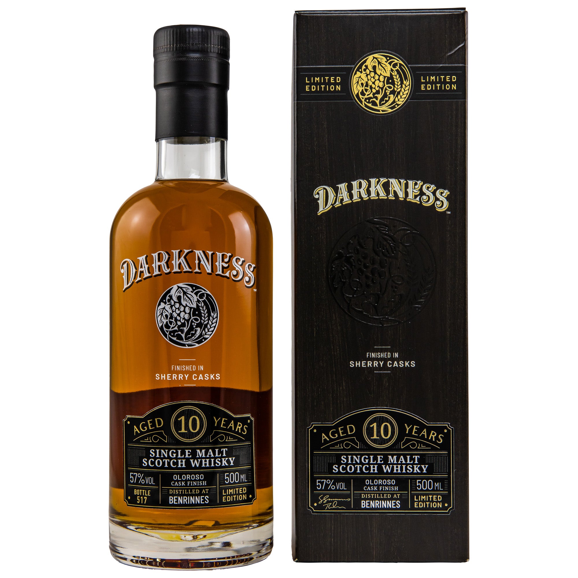 Darkness BENRINNES 10 Years Old OLOROSO CASK FINISH 57% Vol. 0,5l in Giftbox