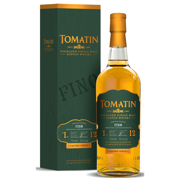 Tomatin 12 Years Old CUATRO SERIES Highland Single Malt FINO 46% Vol. 0,7 in Giftbox