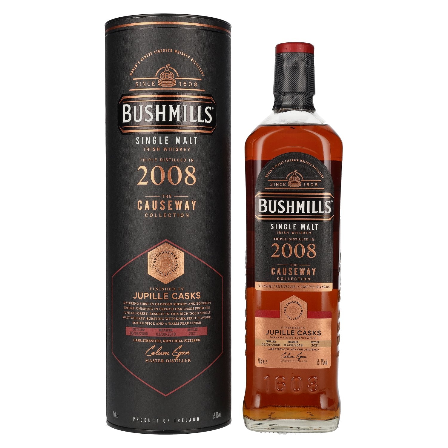 Bushmills THE CAUSEWAY COLLECTION Single Malt Irish Whisky Jupille Casks 2008 55,1% Vol. 0,7l in Giftbox