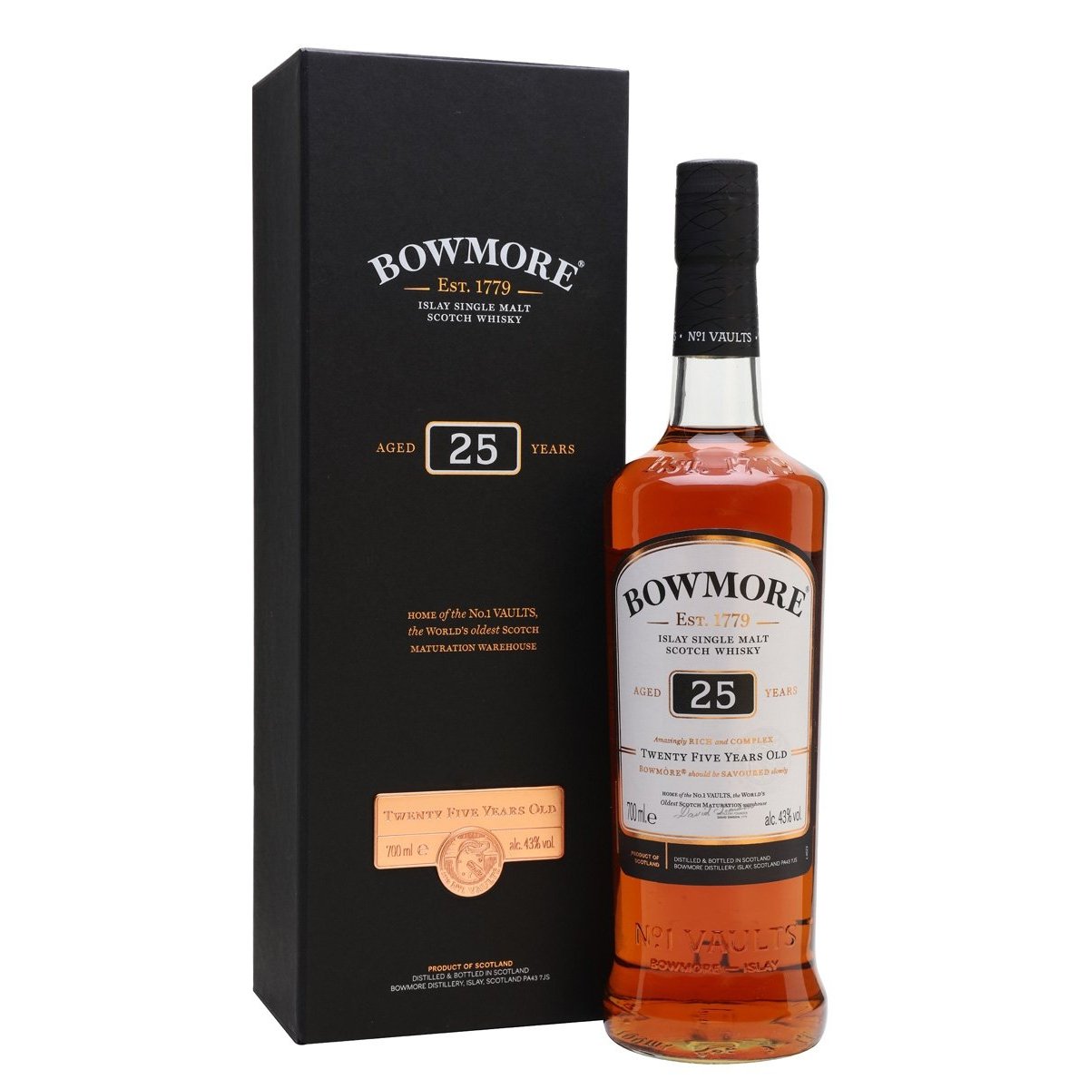 Bowmore 25 Years Old Islay Single Malt Scotch Whisky 43% Vol. 0,7l in Giftbox