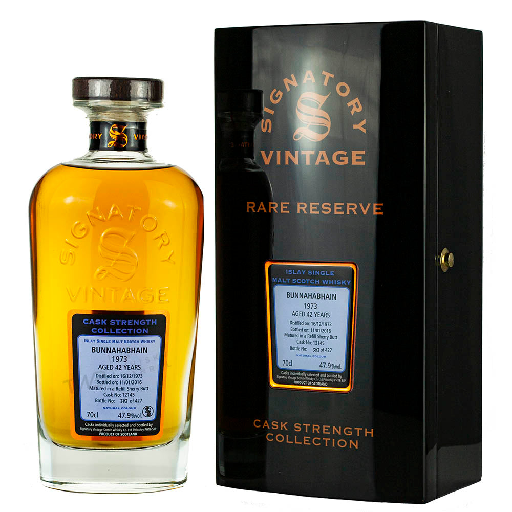 Signatory Vintage BUNNAHABHAIN 42 Years Old RARE RESERVE Cask Strength 1973 47,9% Vol. 0,7l in Giftbox