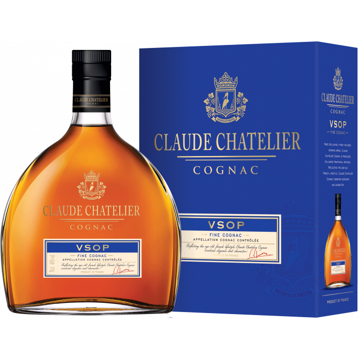 Cognac 0,7l 40% Claude Vol. Fine Chatelier Giftbox VSOP in