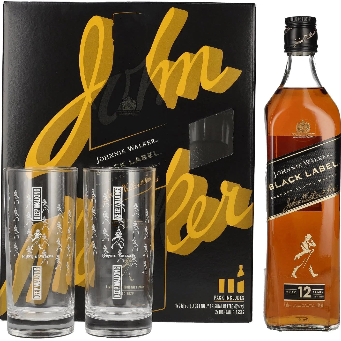 Johnnie Walker BLACK LABEL 12 Years Old 40% Vol. 0,7l in Giftbox with