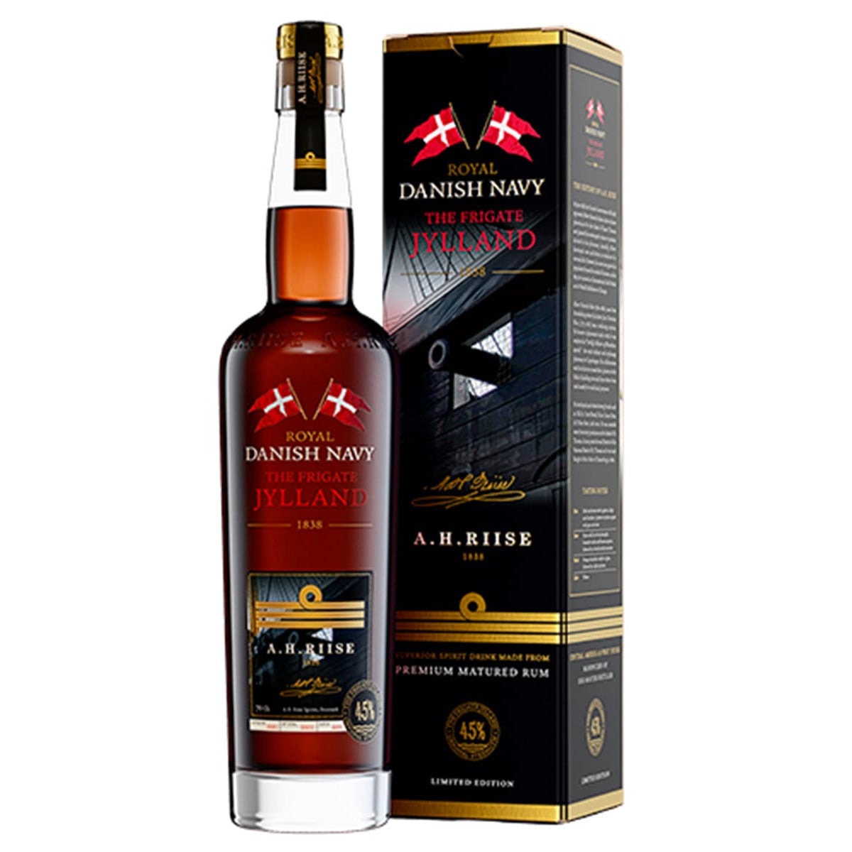 A.H. Riise Royal DANISH NAVY The Frigate JYLLAND Superior Spirit Drink 45% Vol. 0,7l in Giftbox